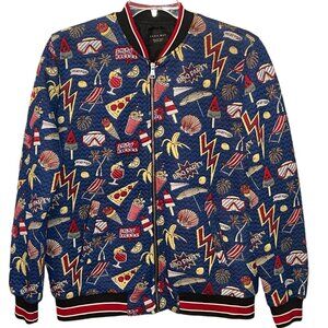 ZARA Man Jacquard‎ Bomber Varsity Jacket Large Pizza Japan Ice Cream Summer